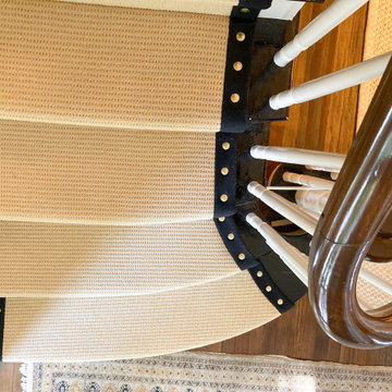 Custom Stair Runner with Nail Heads and Black Wide Binding