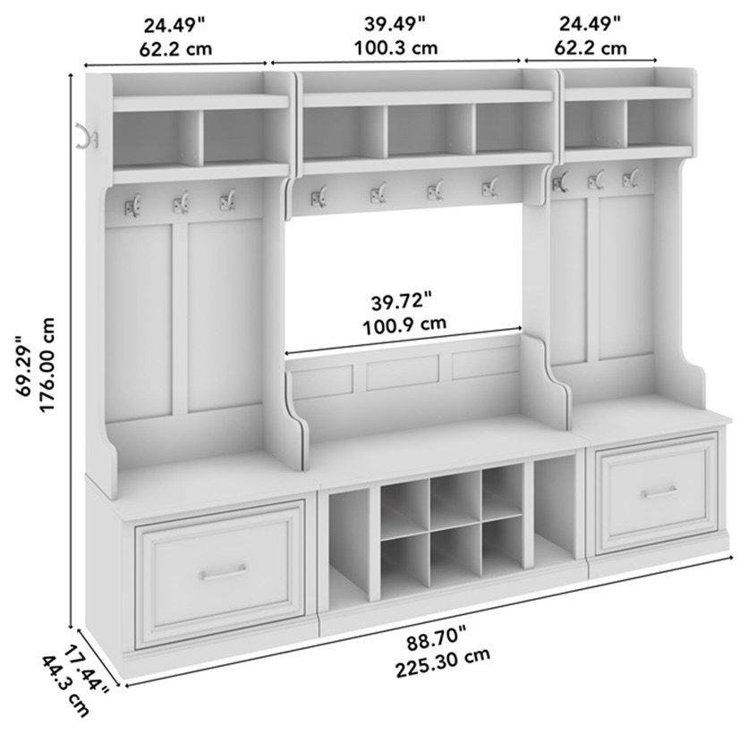 Woodland Full Entryway Storage Set with Drawers in Black Oak ...