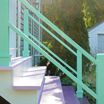 1920 Foursquare: Colorful Entry Stairs