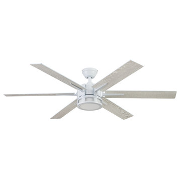 Honeywell Kaliza Modern Ceiling Fan With Light and Remote, 56", Bright White