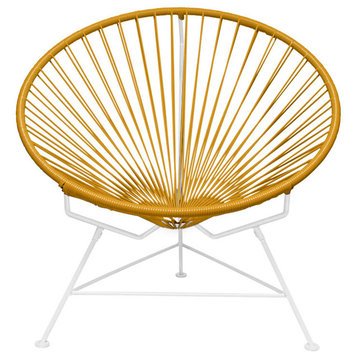Innit Indoor/Outdoor Handmade Lounge Chair, Caramel Weave, White Frame