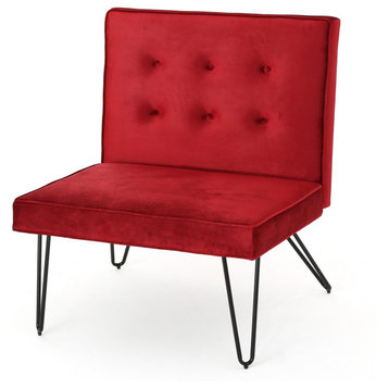 GDF Studio DuSoleil Velvet Modern Armless Chair, Berry