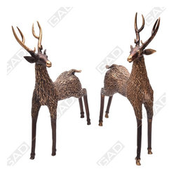 STANDING DEER DHOKRA PAIR - Decorative Objects And Figurines