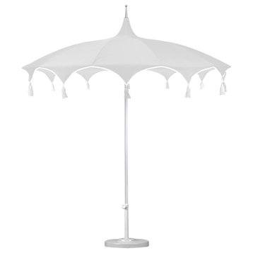 8.5' Sunbrella Playa Patio Umbrella With Tassels, Natural