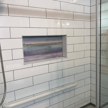 Modern Shower Enclosure with Watercolor Niche Tile