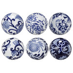 A&B Home - A&B Home 4" Aline Blue White Decorative Orbs - Set of 6 - This Set Of Six Porcelain Decorative Orbs Features Traditional Artistic Designs In Rich Blue. Use As Part Of A Table Centerpiece, Display On Their Own Or Pair With Decorative Stands Or Explore Your Own Creative Applications For These Beautiful Pieces.