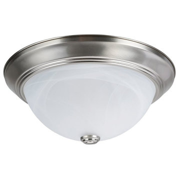 63014-1 2-Light Flush Mount Ceiling Light Fixture, Brushed Nickel 13" Diameter