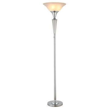 Crystal 70" Modern Chrome 3-Light LED Torchiere Floor Lamp With Dimmer