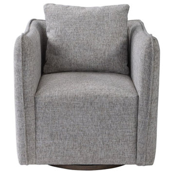 Uttermost Corben Contemporary Wood and Fabric Swivel Chair in Weathered Gray
