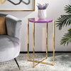 Becca Tall Round Acrylic End Table, Amethyst/Gold