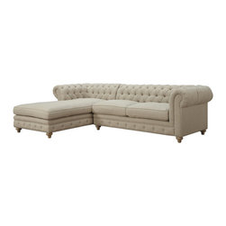 Oxford Beige Linen LAF Sectional Sofa - Sectional Sofas