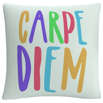Typographic Modern Carpe Diem Color By Abc Decorative Throw Pillow