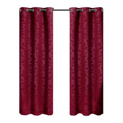 Royal Tradition - Virginia 2PC Blackout Weave Grommet Panels, Burgundy, 74"x96" - Curtains