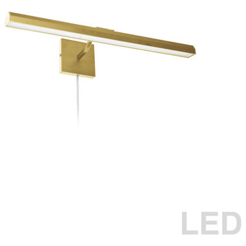 30W Picture Light With Frosted Glass, Aged Brass