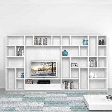 Polar TV media unit with spacious library by Mobilstella