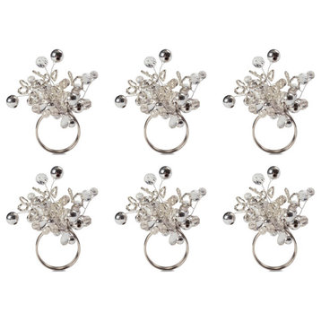 DII Silver Multi Bead Napkin Ring, Set of 6