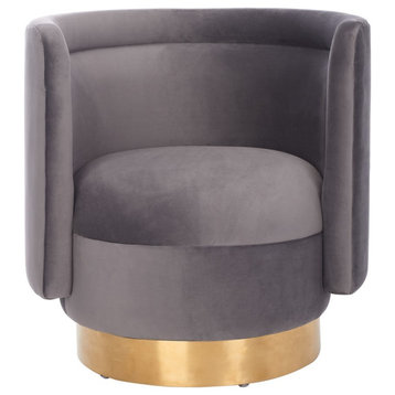 Safavieh Couture Brynlee Swivel Accent Chair, Slate Grey/Gold