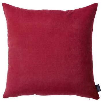 Set Of Two 18" X 18" Red Polyester Zippered Pillow Cover