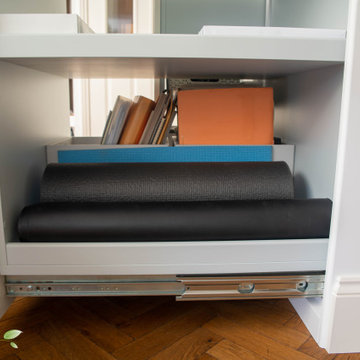 Living room under stairs storage