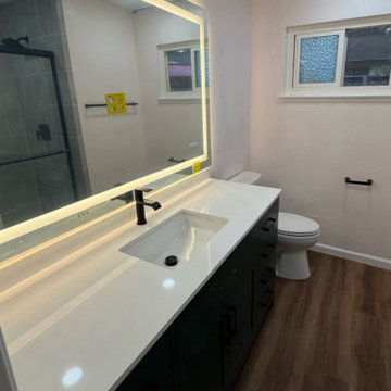 Modern Bathroom Remodel with Accessible Shower and LED Vanity