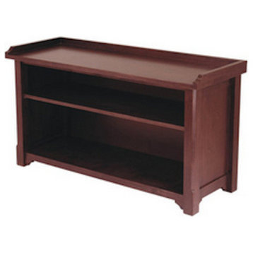 Winsome Verona Storage Solid Wood Bench with 3 Foldable Baskets in Walnut