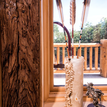 Log home with mushroom wood trim accent and skip-planed Traiblazer floor