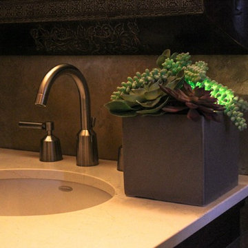 Succulent Garden - Illuminated Mixed Succulents in Brown Metal Vase