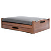 GDF Studio Frenty Mid Century Modern Dark Oak Acacia Wood Dog Bed With Storage