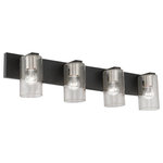 Livex Lighting - Zurich 4 Light Black With Brushed Nickel Accents Large Vanity Sconce - Illuminate your home with a bright design from the Zurich collection. This four light vanity sconce features a black finish with brushed nickel finish accents and clear seeded glass. Perfect for a contemporary or transitional luxury bathroom, bedroom or hallway setting.