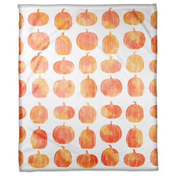 Watercolor Pumpkins 30x40 Coral Fleece Blanket