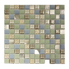11.9"x11.9" Majestic Mosaic Glass Tiles, Set of 10, Green
