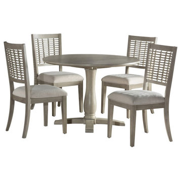 Hillsdale Ocala 5-Piece Round Coastal Wood/Fabric Dining Set in Gray