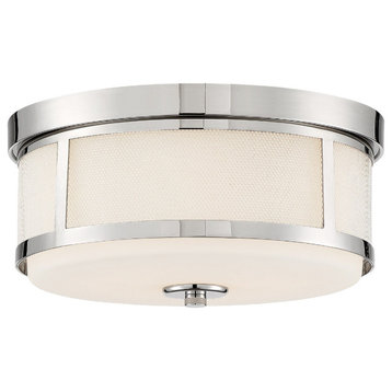 Crystorama TRV-A3802-PN 2 Light Flush Mount in Polished Nickel with Glass
