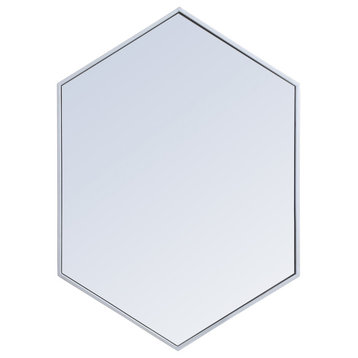 Metal Frame Hexagon Mirror 24 Inch In Silver