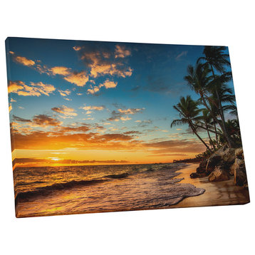 Serene Landscapes "Sunset at the Beach" Gallery Wrapped Canvas Wall Art