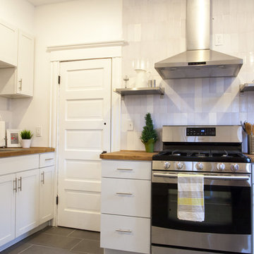 Modern White Subway Tile Kitchen
