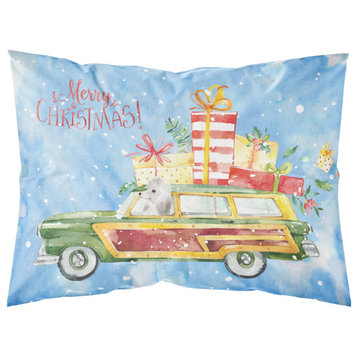 Merry Christmas White Poodle Fabric Standard Pillowcase