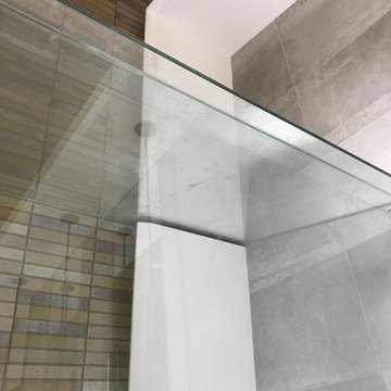 Master Bath in modern seamless corian solid surface