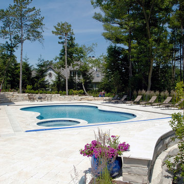 North Barrington, IL Freeform Pool and Spa with Picture Frame Automatic Cover