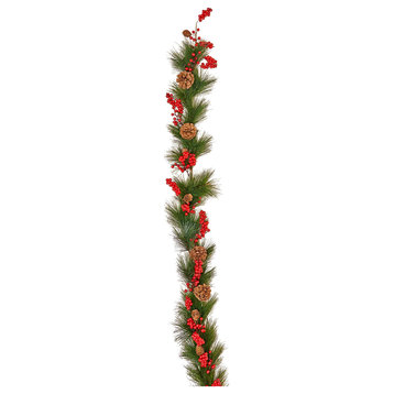 5' Berry and Pine Cone Garland