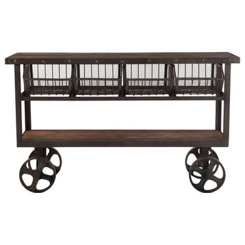 Paxton 60-Inch Reclaimed Teak Utility Cart with Gray Zinc Wheels