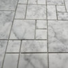 Carrara White Marble Mini Versailles French Hopscoth Mosaic Tile Honed, 1 sheet