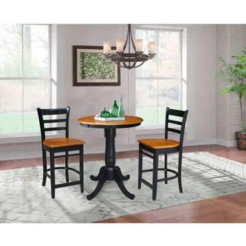 30" Round Pedestal Counter Height Table with 2 Emily Counter Height Stools