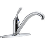 Delta - Delta 134/100/300/400 Series Single Handle Kitchen Faucet, Chrome, 100-DST - Delta faucets with DIAMOND Seal Technology perform like new for life with a patented design which reduces leak points, is less hassle to install and lasts twice as long as the industry standard*. You can install with confidence, knowing that Delta faucets are backed by our Lifetime Limited Warranty.  *Industry standard is based on ASME A112.18.1 of 500,000 cycles.