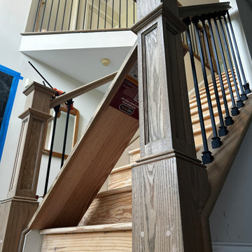Red Oak Staircase Remodel with Custom Handrails - Bensalem PA