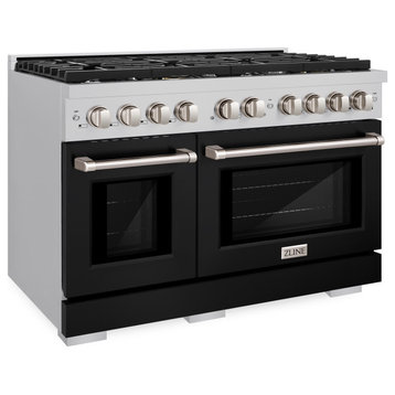 ZLINE 48 In Autograph Gas Range in Stainless Steel with Black Matte (SGR-BLM-48)
