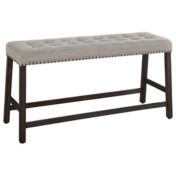 Harmony Cove Upholstered Counter Bench, Dark Walnut