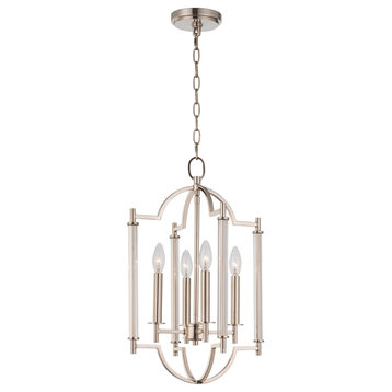 4 Light Casual Luxury Mini-Chandelier by Kalco, Polished Nickel, 22"