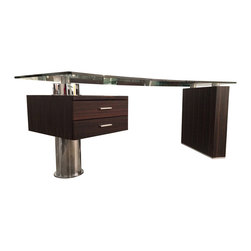 Trapeze Executive Desk | Ebony Wood - Desks And Hutches