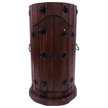 Reclaimed Wood Handcrafted Barrel Bar With 9 Bottle Wine Hutch Mini Bar BB116